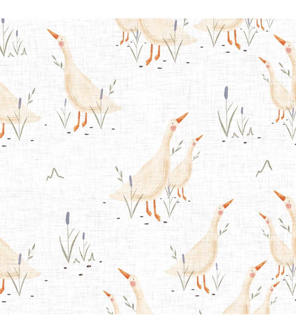 Goose on white linen