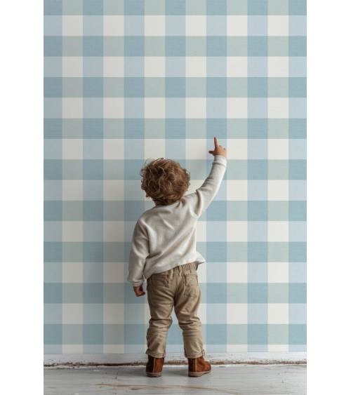 Plaid delicate blue linen