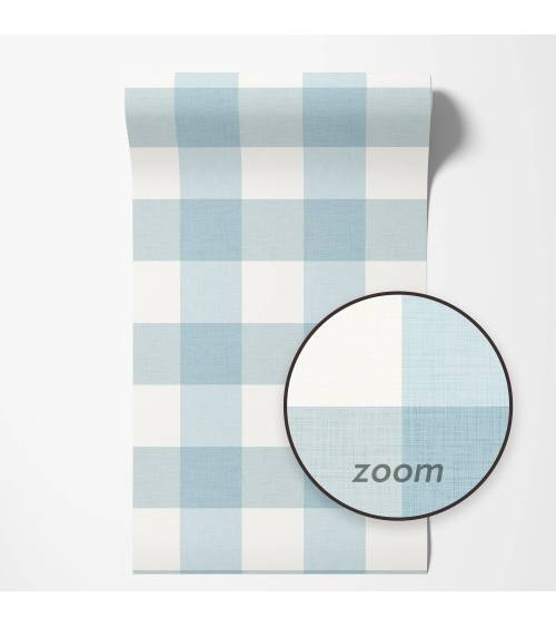 Plaid delicate blue linen