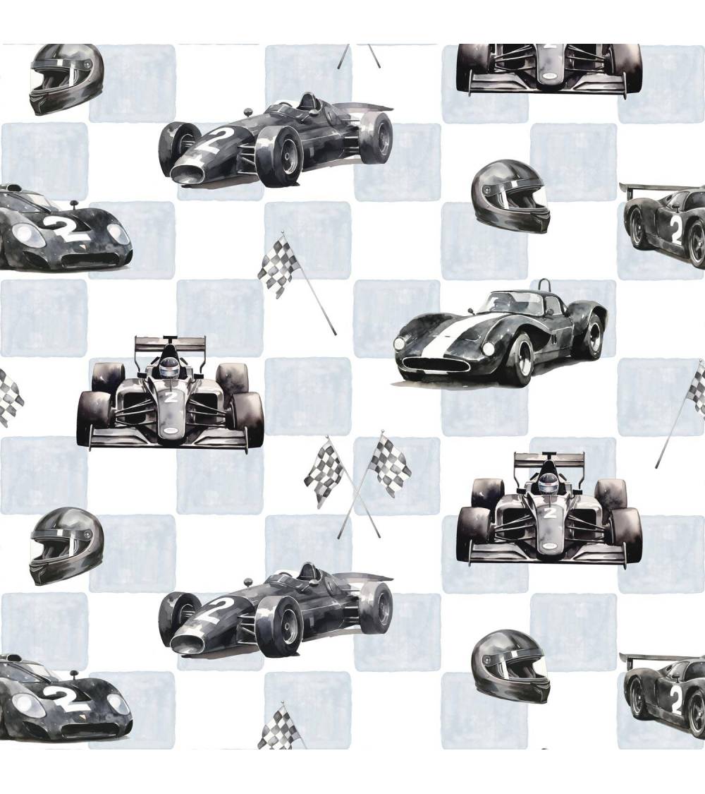 Racing legends on blue