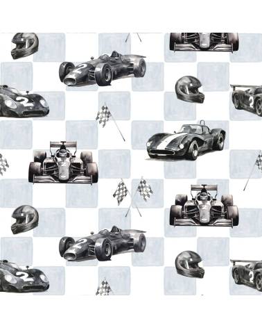 Racing legends on blue