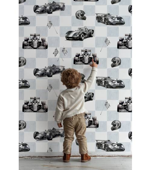 Racing legends on blue