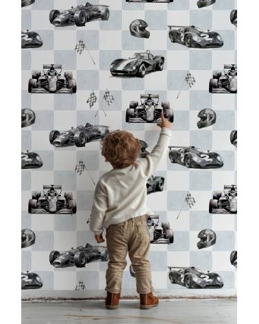 Racing legends on blue